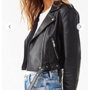 Forever 21 black leather jacket brand new